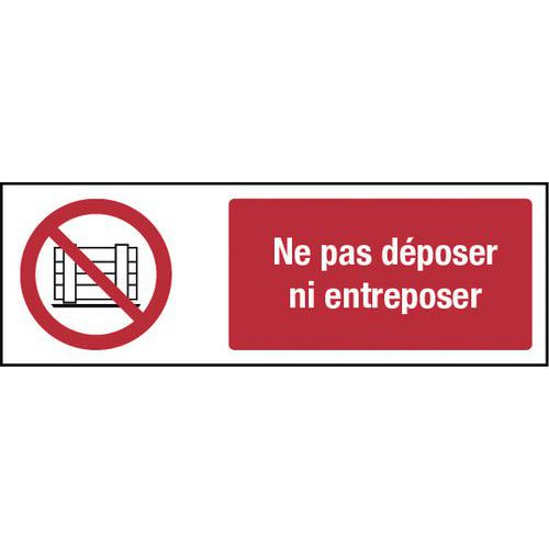 Brady - Panneau Interdiction Aluminium Rigide "Ne pas obstruer" 297x105mm - ISO 7010