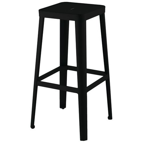 Jayso - Tabouret Caceres Acier 4 Pieds - Noir 75cm Hauteur Assise 45cm - Empilable Intérieur - Design Moderne
