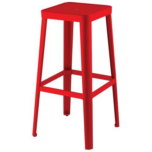 Jayso - Tabouret Caceres Acier Rouge - 4 Pieds - Empilable - Hauteur 75 cm