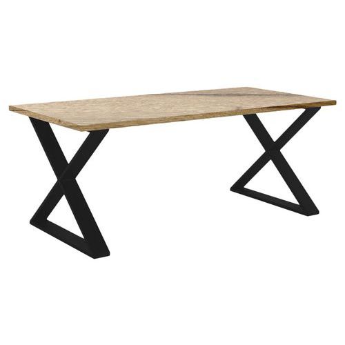 Jayso - Table Sicilia 180x90 cm - Stratifié Halifax Beige / Acier Noir - Usage Collectivité