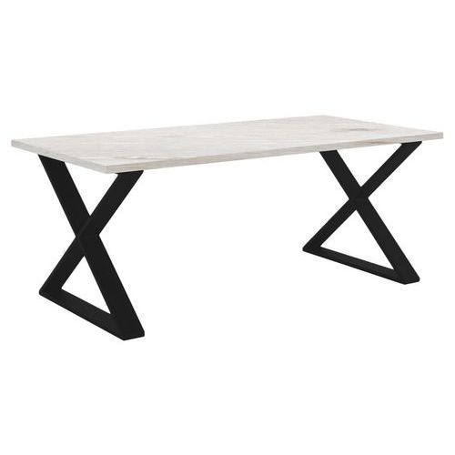 Jayso - Table Sicilia 240x100cm Stratifié Gris Clair / Acier Noir - Usage Collectivité - Robuste et Design