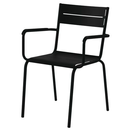 Jayso - Fauteuil Moncada Acier Noir - 4 Pieds - Empilable - Usage Collectivité