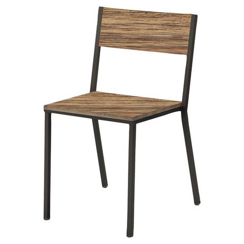 Chaise Toronto Ass/dos Pin Vieilli Veiné / Acier Anthracite