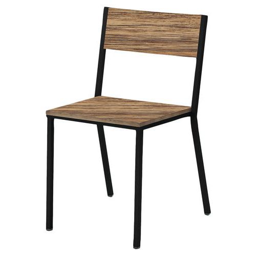 Chaise Toronto Ass/dos Pin Vieilli Veiné / Acier Noir