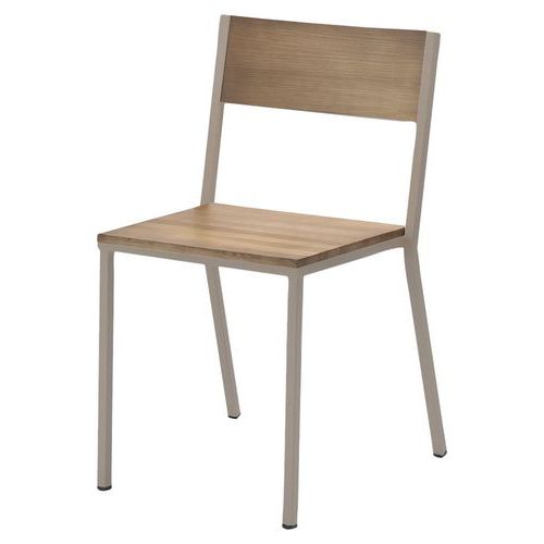 Chaise Toronto Ass/dos Pin Naturel / Acier Taupe