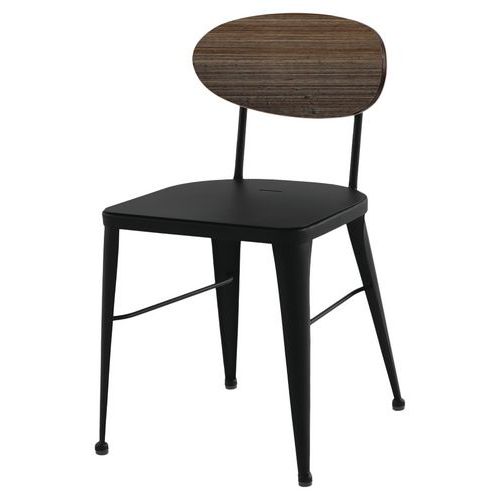 Jayso - Chaise Austin Pin Vieilli Foncé - Assise Acier Noir - Empilable - Usage Collectivité