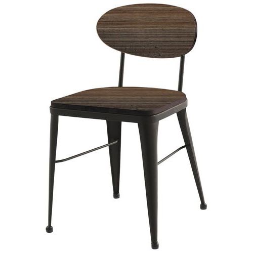 Chaise Austin Ass/dos Pin Vieilli Foncé - Pièt Acier Anthrac