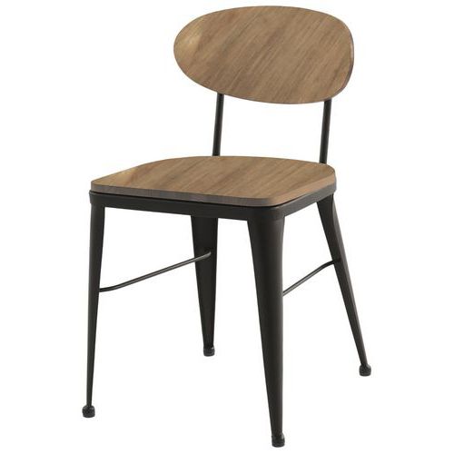 Chaise Austin Ass/dos Pin Naturel - Pièt Acier Anthracite