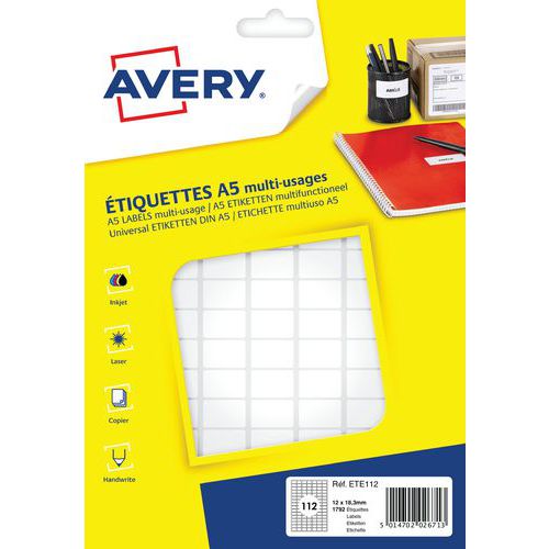 Etui 1792 Etiquettes 12 X 183 Mm Blanches