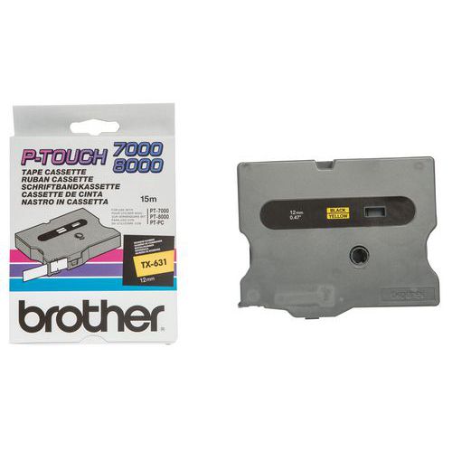 Cassette de ruban pour étiqueteuse Brother - Largeur 12 mm Cassette de ruban pour étiqueteuse Brother - Largeur 12 mm