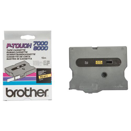 Cassette de ruban pour étiqueteuse Brother - Largeur 6 mm Cassette de ruban pour étiqueteuse Brother - Largeur 6 mm