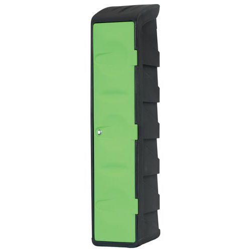 EMP - Vestiaire Plastique à Casier et Penderie Gris/Vert - Polyéthylène - Usage Alimentaire - 1 Colonne - 1972x400x500mm - Garanti 5 Ans