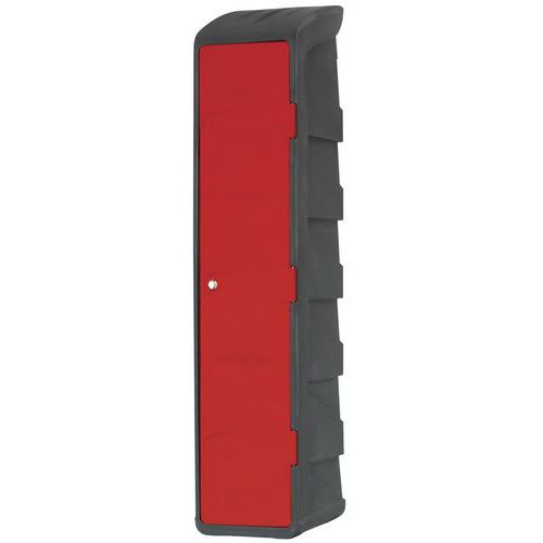 EMP - Vestiaire Plastique à Casier et Penderie - Polyéthylène Gris/Rouge - Usage Alimentaire - 1972x400x500mm