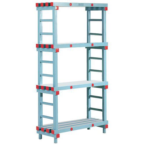 Poly-Store - Kit de départ Rayonnage Alimentaire - 1820x1000x600 mm - 4 Tablettes - Charge 200kg/tablette - Montage Facile