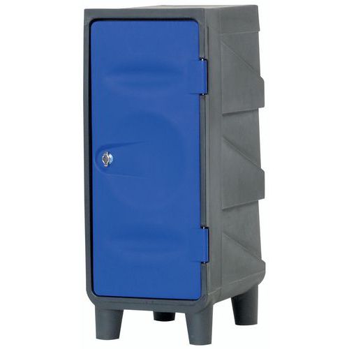 EMP - Demi Vestiaire Plastique sur Pieds Gris/Bleu - 1 Compartiment - Usage Alimentaire - Polyéthylène - Livré Monté