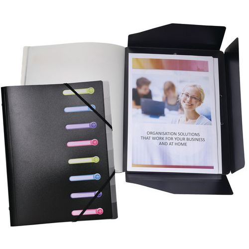 Trieur 8 Comp Pp 3 Rabats 25x32cm Noir