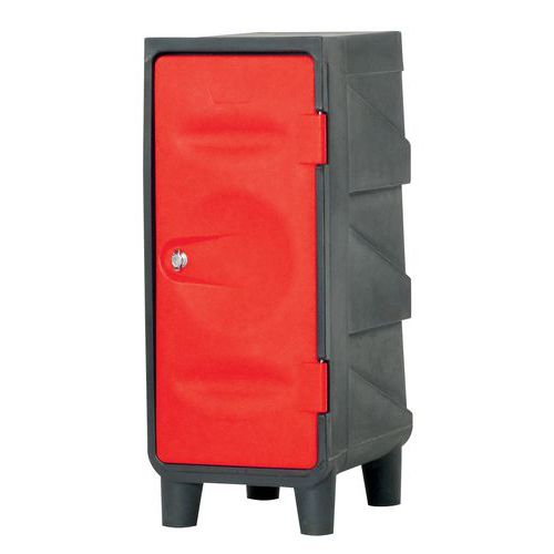 EMP - Demi Vestiaire Plastique sur Pieds Gris/Rouge - 1 Colonne - Penderie - Usage Alimentaire - 1172x400x500mm