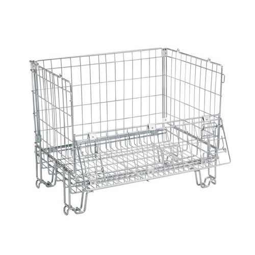 Italiana Contenitori - Caisse-palette pliable gerbable 930x1120x1000 mm - Acier Gris - Charge 1000 kg - Éco-responsable