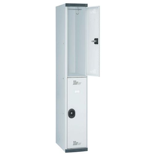 Vestiaire 1 Col/2 Cases 1800x300x500 à Clé Gris