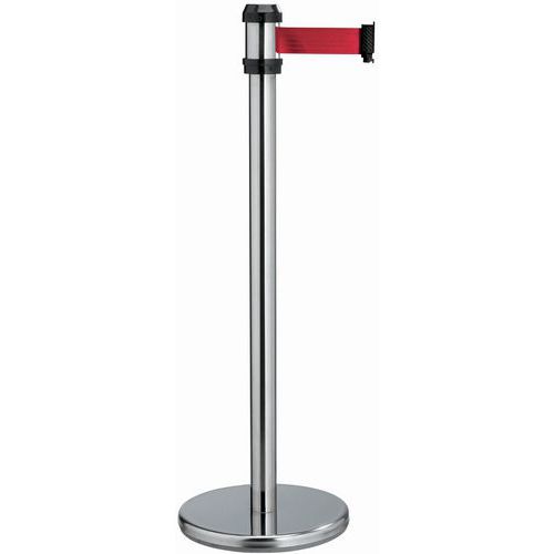 Poteau Chromé Avec Sangle Rouge 4m