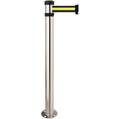 Poteau Chromé à Sangle à Fixer Au Sol Jaune/noir