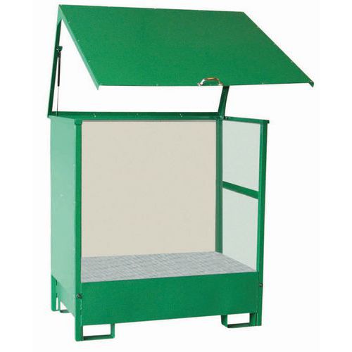 Sameto Technifil - Box de rétention 220L pour 2 fûts - Acier époxy vert - Parois pleines - Rétention eau & hydrocarbures