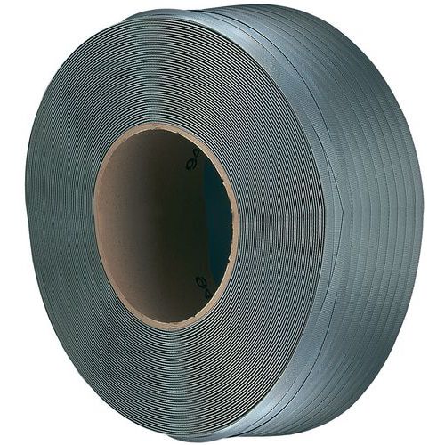 Bobine Feuillard Polypropylène Gris 16mm x 2000m - 300kg Résistance - Idéal Cerclage Palettes