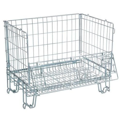 Italiana Contenitori - Caisse-palette pliable gerbable 800x1200x980 mm - Acier Gris - Charge 1000 kg - Éco-responsable