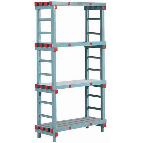 Rea Kunststof - Kit départ Poly-Store 1820x1000x500 mm - 4 tablettes tubulaires bleues - 200kg/tablette - Usage alimentaire