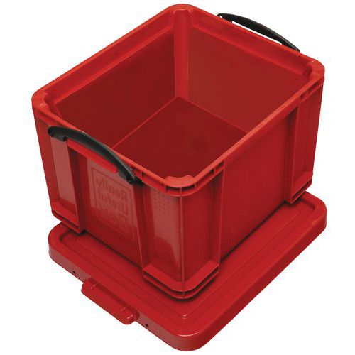 Bac De Rangement Plastique + Couvercle 35l R Ouge