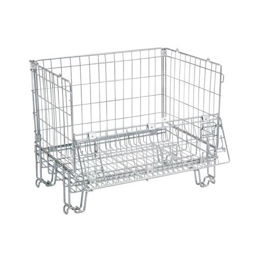 Italiana Contenitori - Caisses-palettes pliables gerbables en acier - 849x1140x980 mm - Charge 1000 kg - Gris - Éco-responsable
