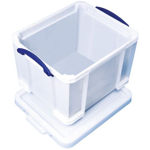 Bac De Rangement Plastique + Couvercle 35l B Lanc Résistant