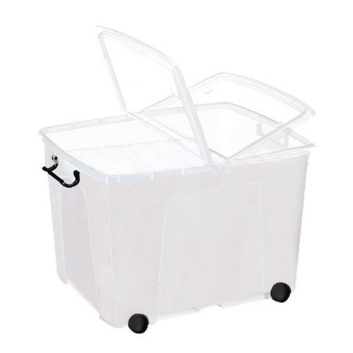 Boite Rangement Multi-usage Avec Roues 75l Transparent