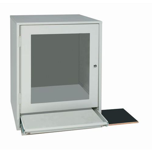 Ateliers System - Demi Armoire Informatique Beige - Acier - 825x642x545mm - Charge 35kg - 1 Tablette 1 Tiroir