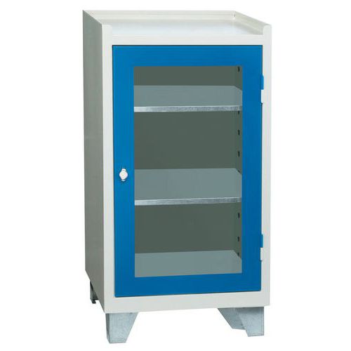 Armoire Sur Socle-portes Transpar. Gris/ Bleu 2 Tablette