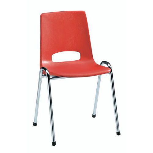 Chaise 4p Gris Alu Coque Rouge