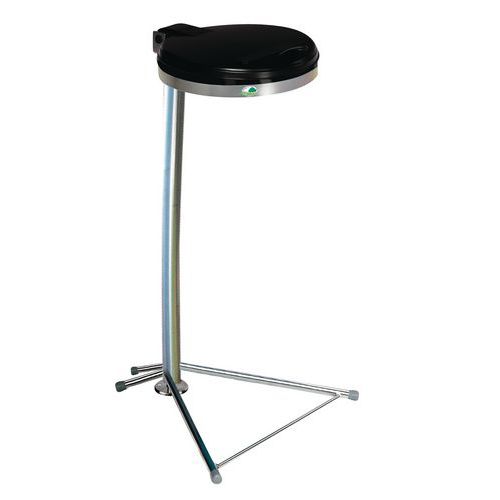 Support Sac Galvanisé 120l Couvercle Noir Plastique