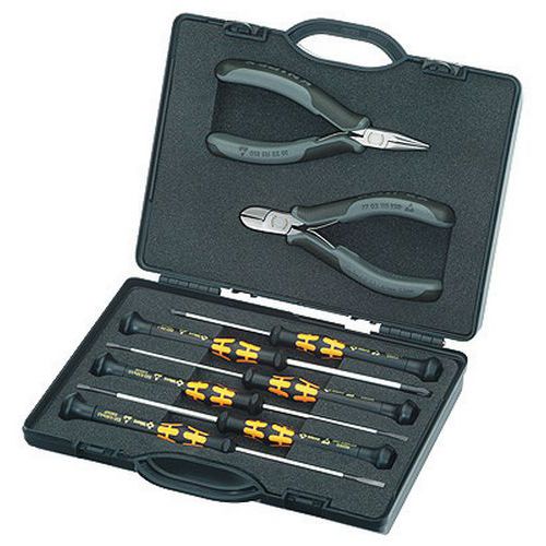 Coffret Compact D'un Jeu De 2 Pinces Esd Et 6 Tournevis Wera
