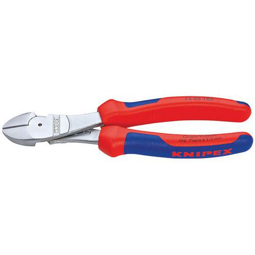 Pince Coupante De Côté Démultipliée 180mm - Bi-matière - Chromée