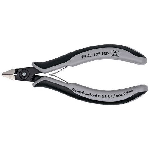 Pince Coupante Tête Pointue Sans Biseau 125mm - Avec Ressort - Esd