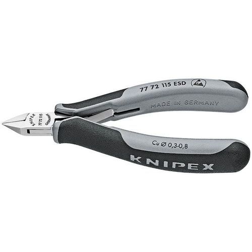 Pince Coupante Mini-tête Pointue 115mm - Ressort - Bi-matière Esd