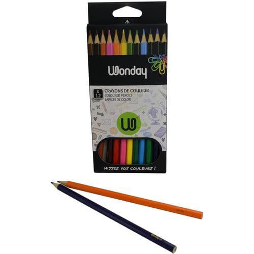 Boite 12 crayons couleurs corps hexagonal 18cm thumbnail image 1
