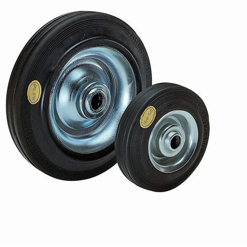 Roue Acier D=100mm F=100kg Long Moy=45mm B Dge Caoutchouc