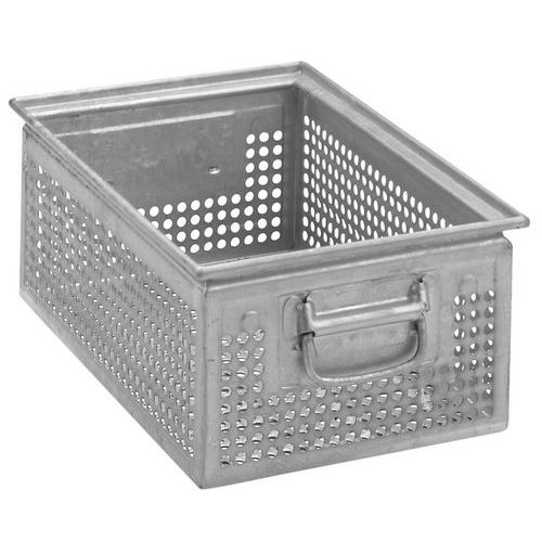 Bac de transport acier 77L Gris - 630x430x315mm - Robuste et Durable