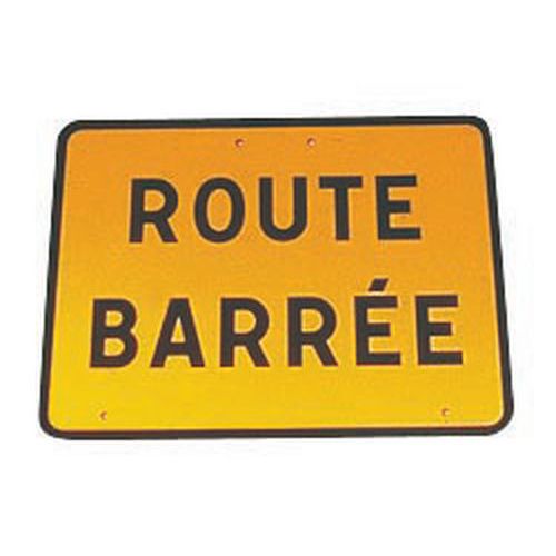SVMS - Panneau Signalisation Route Barrée Rectangle 800x600mm Classe T1 Acier Aluminé - Indication Chantier