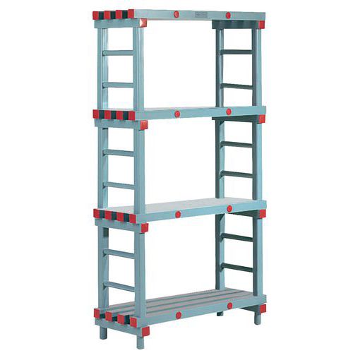 Rea Kunststof - Kit départ Poly-Store - 1520x1000x500 mm - 4 tablettes tubulaires - Charge 200 kg/tablette - Usage alimentaire - Montage sans outils