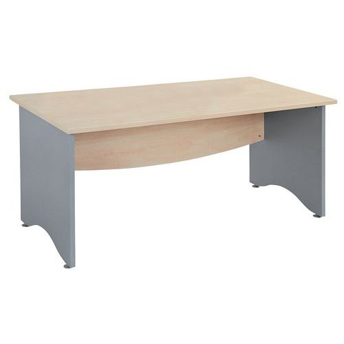 Simmob - Bureau Droit Galaxy 160cm Érable Gris - Plateau Mélaminé 25mm - Pieds Panneau Bois - Design Contemporain - Éco-responsable