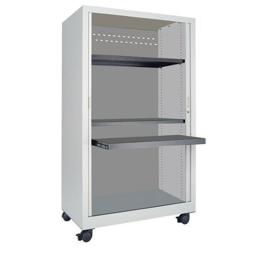 Armoire Multimedia A Rideaux H1608xp600xl100 0 Gris Clair