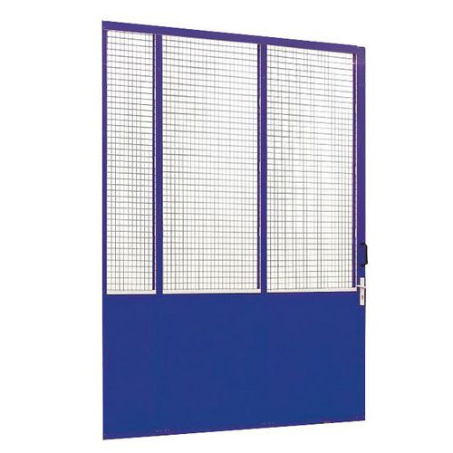 Cloison grillagée H 2.51m L 1m Blanc Montant Bleu - Tôle d'acier 3mm - Montage facile