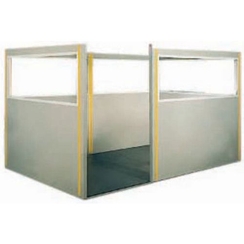 Cloisonnette Pleine Double Paroi Acier Gris 0.5m x 1.70m RAL 7035 Montants Jaunes Garantie 3 Ans